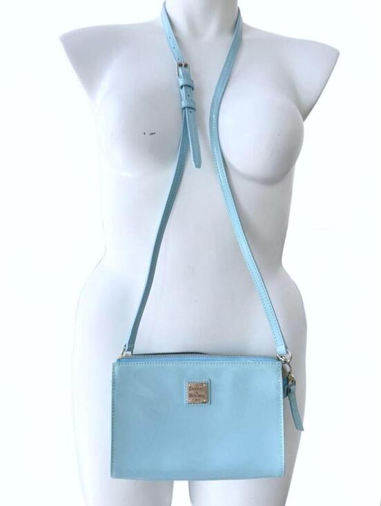 Dooney & Bourke Handbags - VTG Dooney & Bourke Sea Glass Blue Patent Leather Crossbody